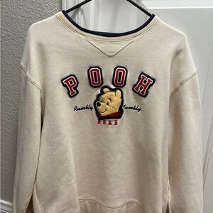 Pooh Embroidered Cream Sweatshirt - Classic Disney-Inspired Pullover